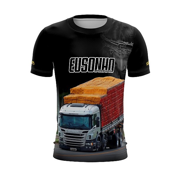 Camiseta de Caminhão Brk Eu Sonho Deus Realiza Só Para Loucos com Uv50