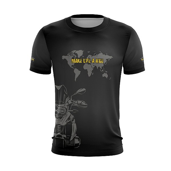 Camiseta Motociclista Brk GS Make Life a Ride Triple Black com Uv50
