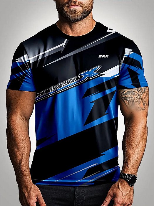 Camiseta Motociclista Brk Moto NC750 Azul com Uv50