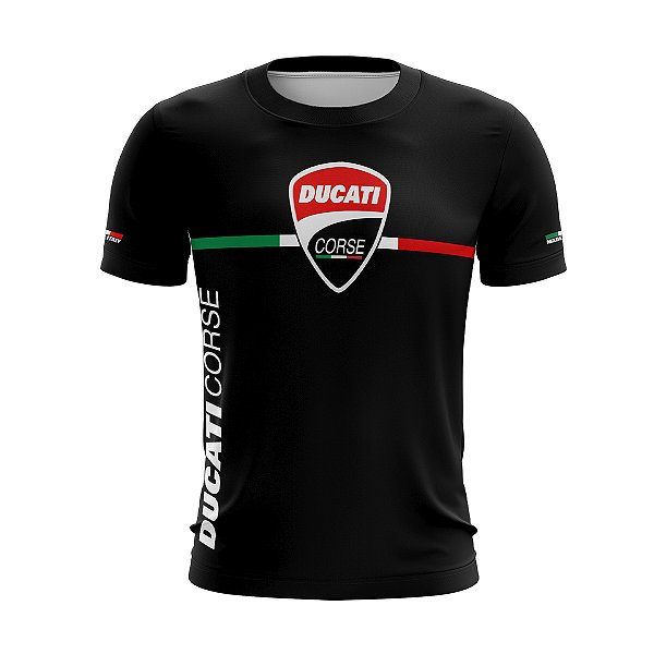 Camiseta de Motociclismo BRK Preta Ducati Corse Itália com Uv50