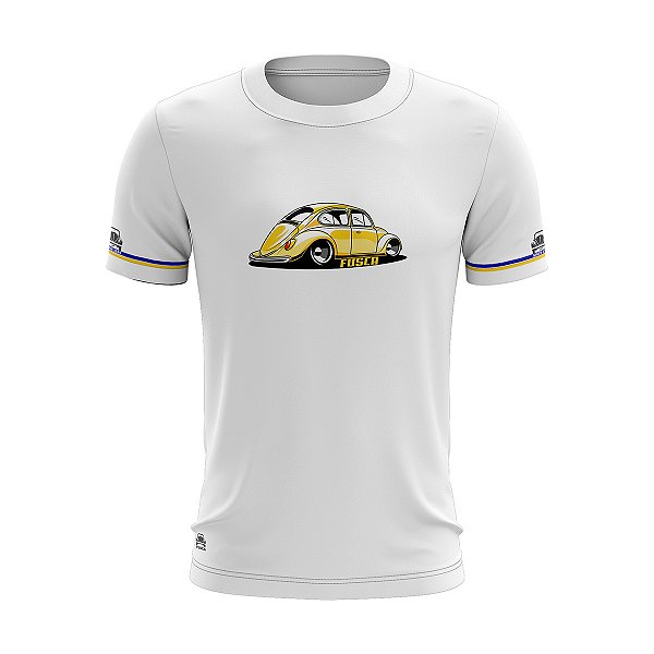 Camiseta Brk Fusca Amarelo Antigo Branca com Uv 50