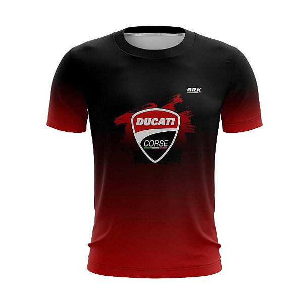 Camiseta de Motociclismo Brk Preto e Vermelho com Uv50
