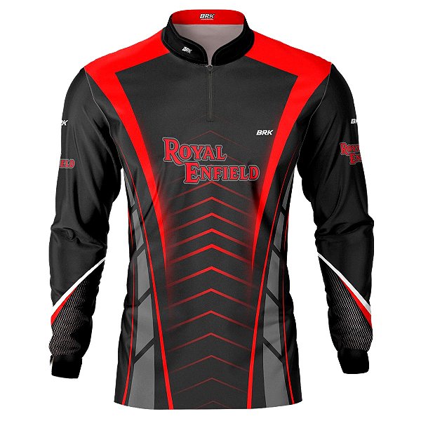 Camisa Motociclista Brk Preto e Vermelho Enfield com Uv50
