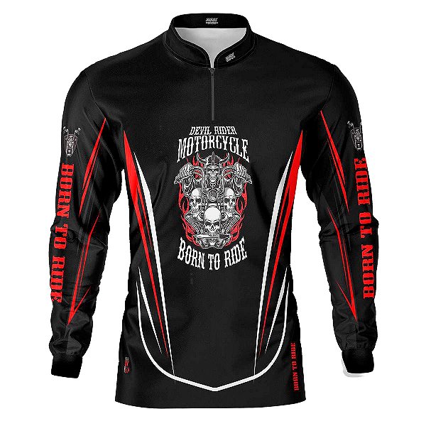Camisa Motociclista Brk Preta Born to Ride com Uv50