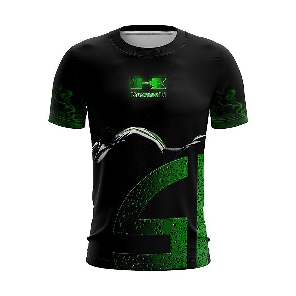 Camiseta Casual Brk Motociclismo Kawasaki 06 com UV 50+