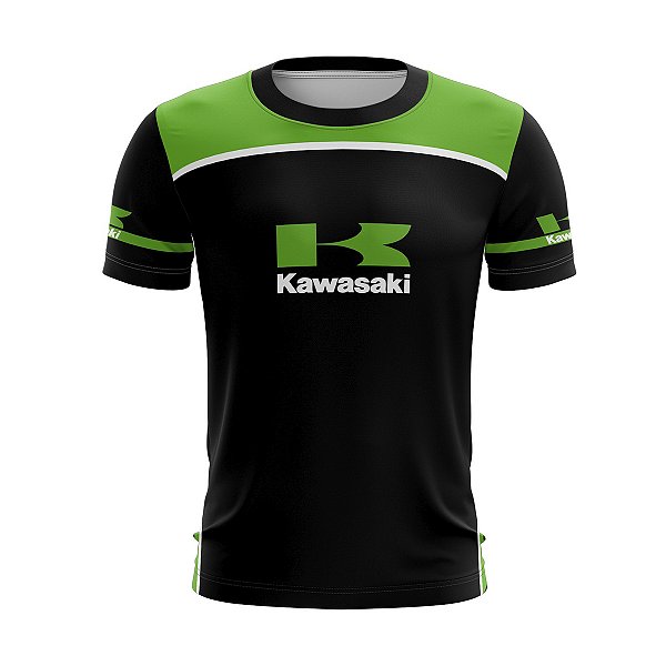Camiseta Motociclista Brk Kawa Verde e Preto com UV50+