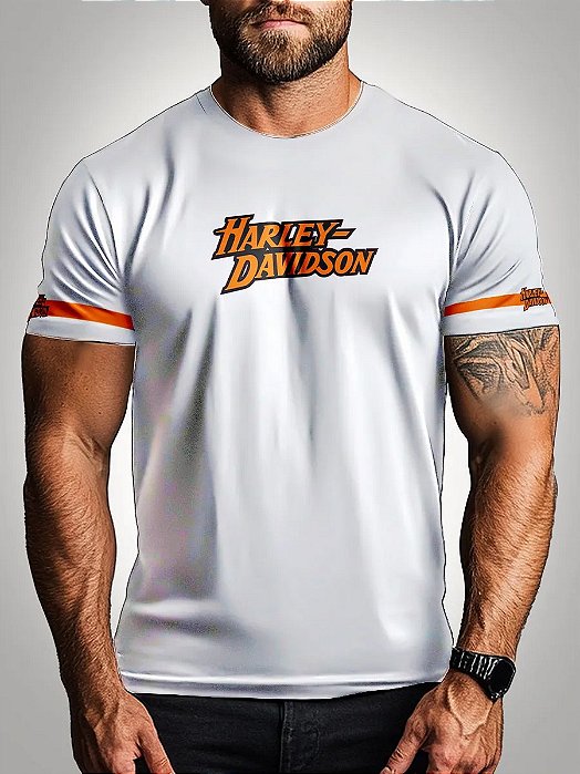 Camiseta de Motociclismo Brk 	Branca e Laranja com Uv50