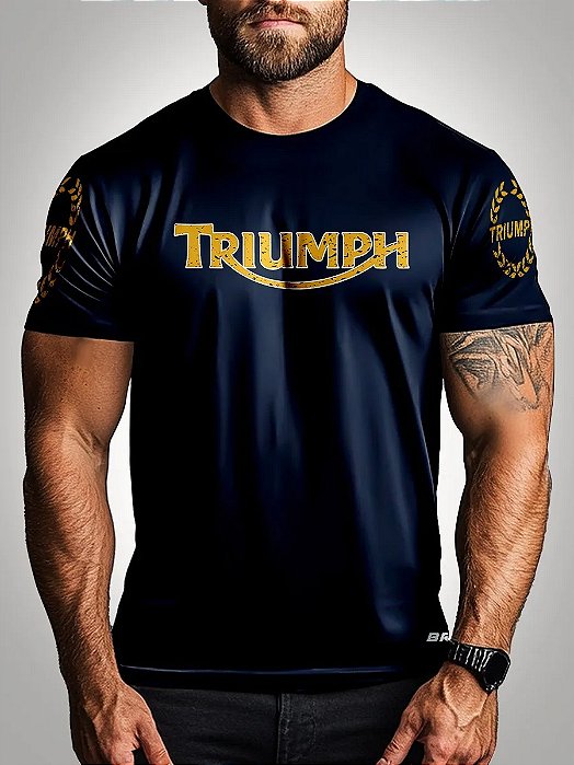 Camiseta de Motociclismo Brk Casual Azul Escuro com Uv 50
