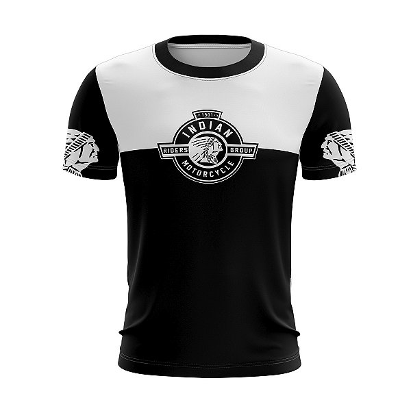Camiseta de Motociclismo Brk Casual Preta com Branco com Uv 50