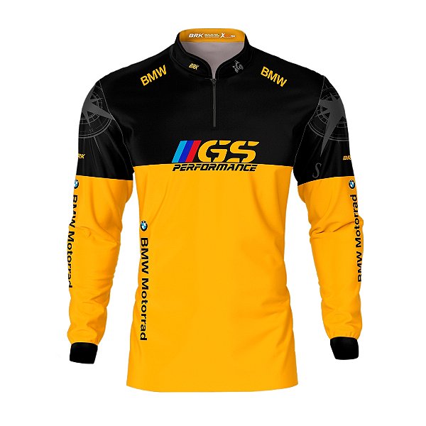 Camisa Motociclista Brk Amarelo e Preto Moto GS Performance com Uv50