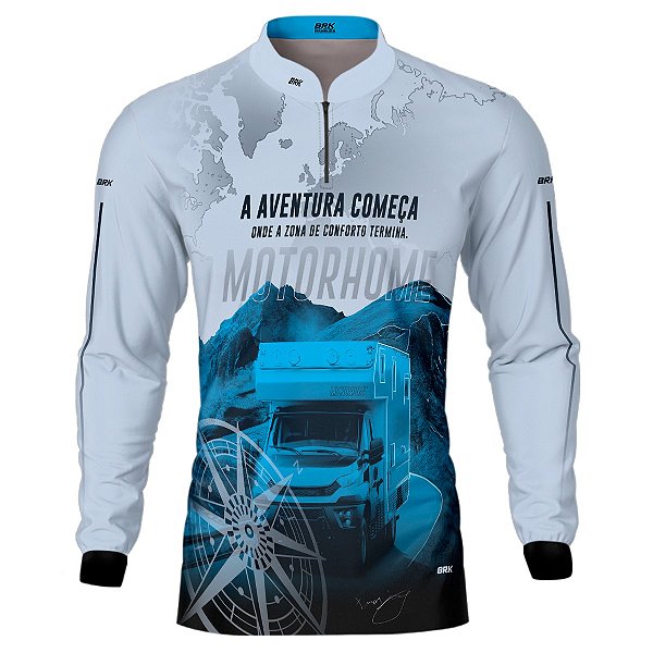 Camisa Off-Road BRK Trailer Motorhome Branca com UV50+