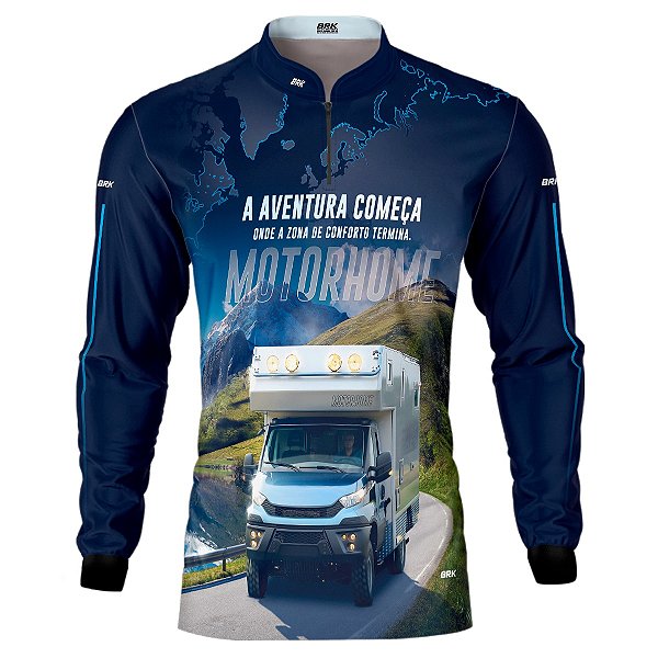 Camisa Off-Road BRK Trailer Motorhome Azul com UV50+