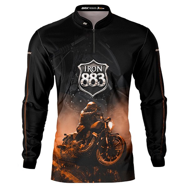 Camisa Motociclista BRK Preta Iron 883 com Proteção UV50+