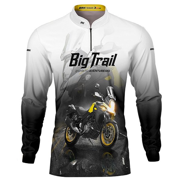 Camisa Motociclista BRK V-STROM 650 Branca com UV50+