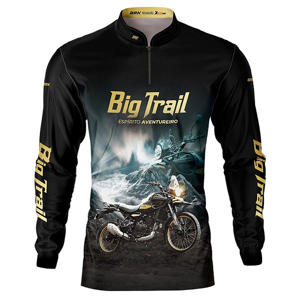 Camisa Motociclista BRK Preta Moto Himalayan com UV50+