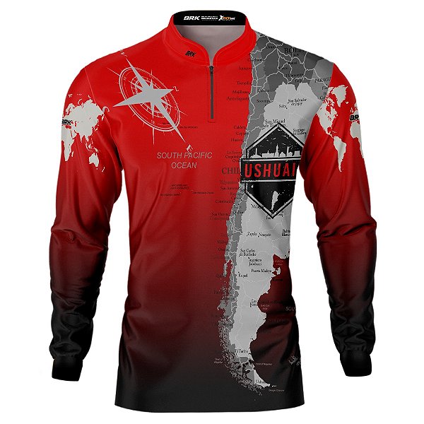 Camisa Brk Off-Road 4X4 Expedição Ushuaia Vermelha com Proteção UV50