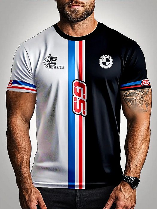 Camiseta Casual Brk Motociclismo GS Azul Escuro com UV 50+