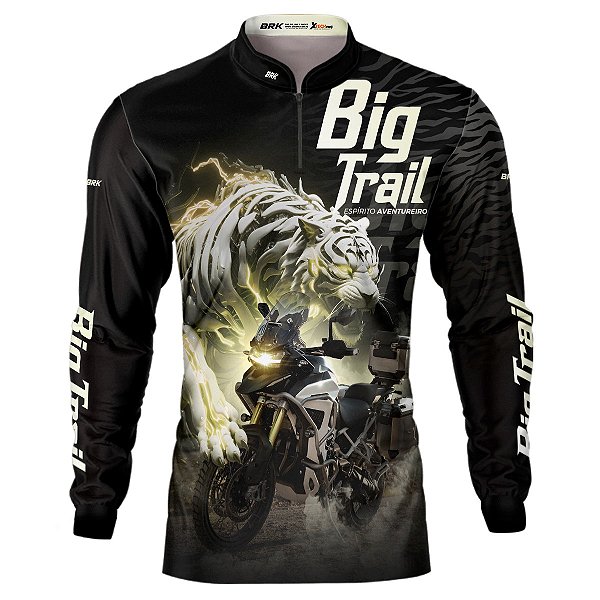 Camisa Motociclista BRK Tiger 1200 Rally Pro Preta com Proteção UV50+