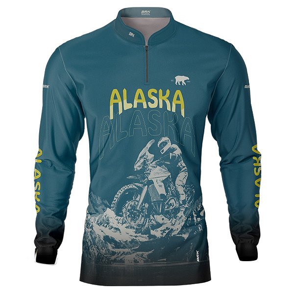 Camisa Motociclista BRK Alasca Verde Escura com UV50 +