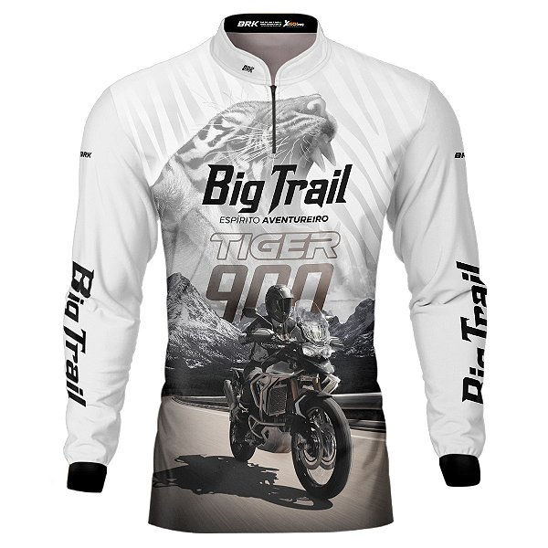 Camisa Motociclista BRK Tiger 900 Rally Pro Branca com UV50+