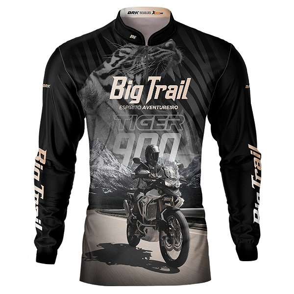 Camisa Motociclista BRK Tiger 900 Rally Pro Preta com UV50+