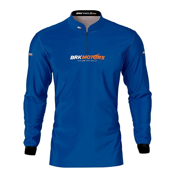 Camisa Motociclismo Azul Básica BRK Motors com Proteção UV50+