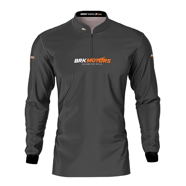 Camisa Motociclismo Cinza Básica BRK Motors com Proteção UV50+