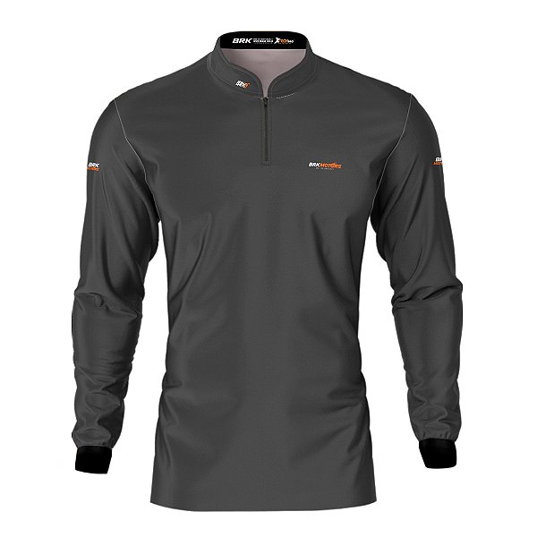 Camisa Motociclismo Cinza Básica BRK Motors com Proteção UV50+