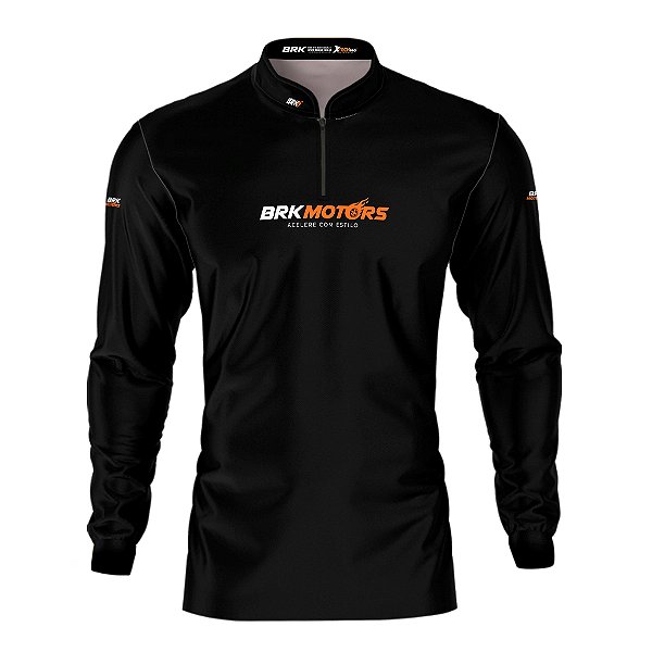 Camisa Motociclismo Preta Básica BRK Motors com Proteção UV50+