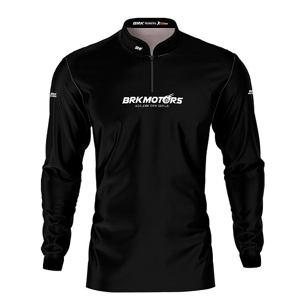 Camisa Motociclismo Preta Básica BRK Motors com Proteção UV50+