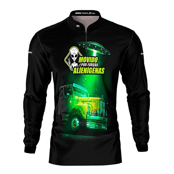 Camisa de Caminhão BRK para Caminhoneiro Carreta Movido Por Forças Alienígenas com Proteção Solar UV50+
