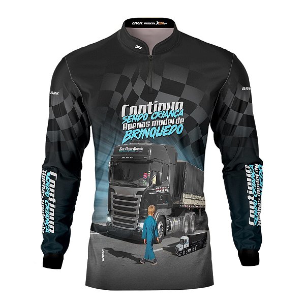Camisa de Caminhão BRK para Caminhoneiro Carreta Continuo Sendo Criança com Proteção Solar UV50+