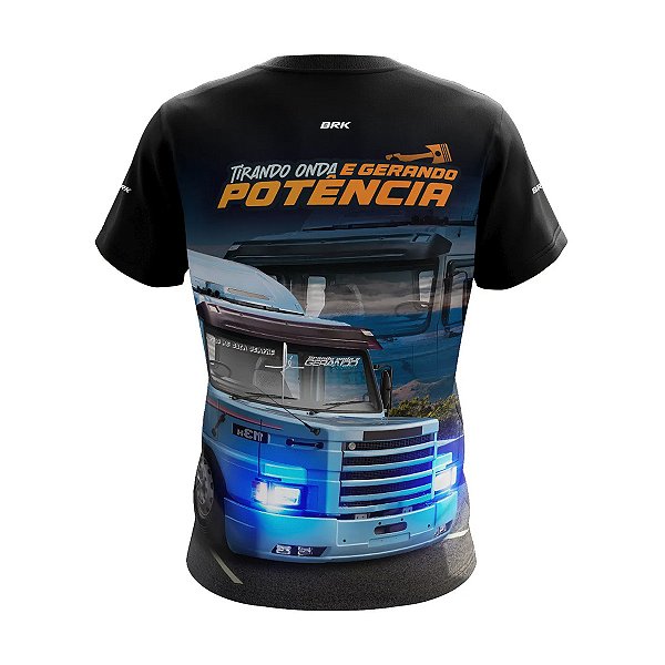 Camiseta de Caminhão BRK para Caminhoneiro Carreta Tirando Onda e Gerando Potência com Proteção Solar UV50+