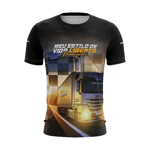Camiseta de Caminhão BRK para Caminhoneiro Carreta Meu Estilo me Liberta com Proteção Solar UV50+
