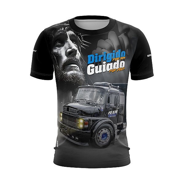 Camiseta de Caminhão BRK para Caminhoneiro Caminhão Guiado Por Deus com Proteção Solar UV50+