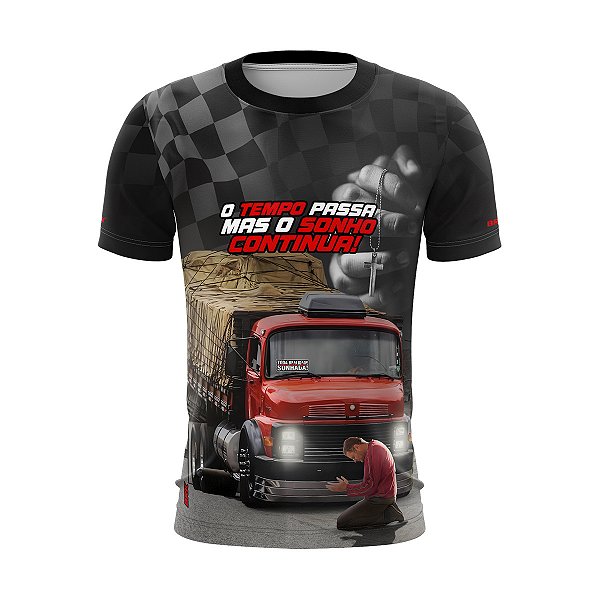 Camiseta de Caminhão Brk O Tempo Passa Mas O Sonho Continua Com Uv50+