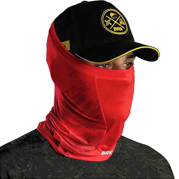 Bandana Black Mask Brk Vermelho Rajado  Proteção UV50+