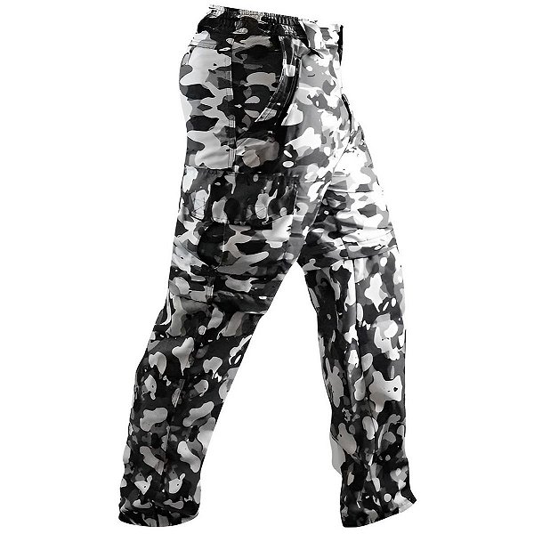 Calça Tática  Country BRK Camo Preto&amp; Branco UV35 + (Vira Bermuda)