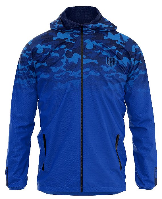 Jaqueta Corta Vento BRK Repelente à Água - Camuflado Azul com UV50+