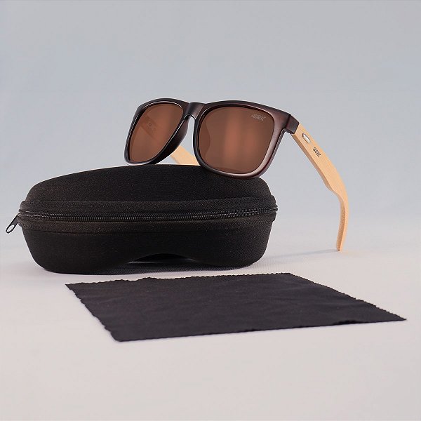 Óculos de Sol BRK Quadrado Bambu com Lente Polarizada Marrom