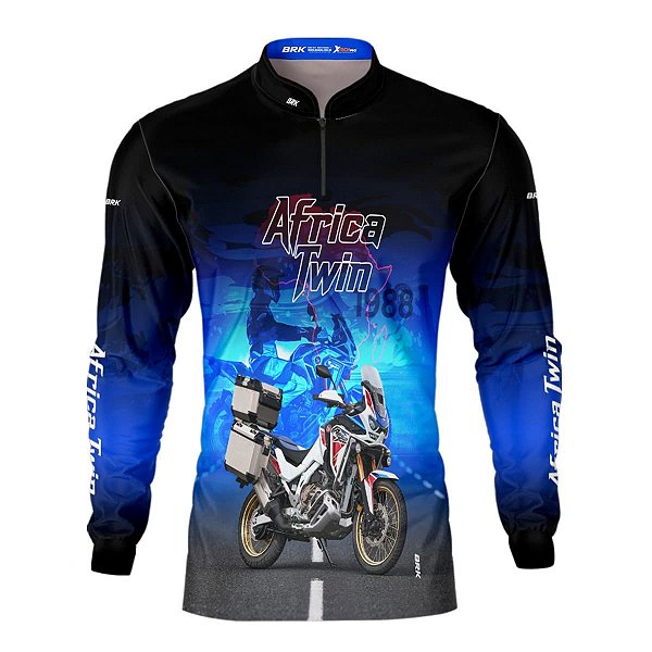 Camisa Motociclismo Brk Africa Twin Azul com Proteção Solar UV50+