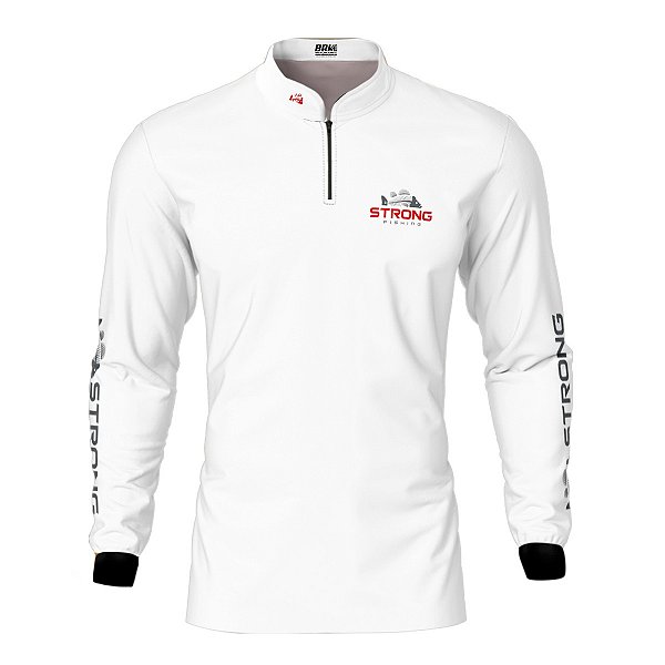 Camisa de Pesca Brk Strong Fishing Branca Com Proteção Solar UV50+