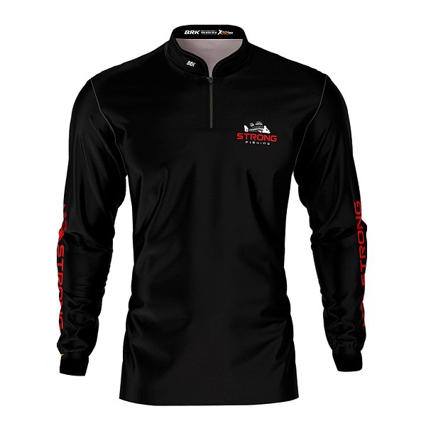 Camisa de Pesca Brk Strong Fishing Preta Com Proteção Solar UV50+