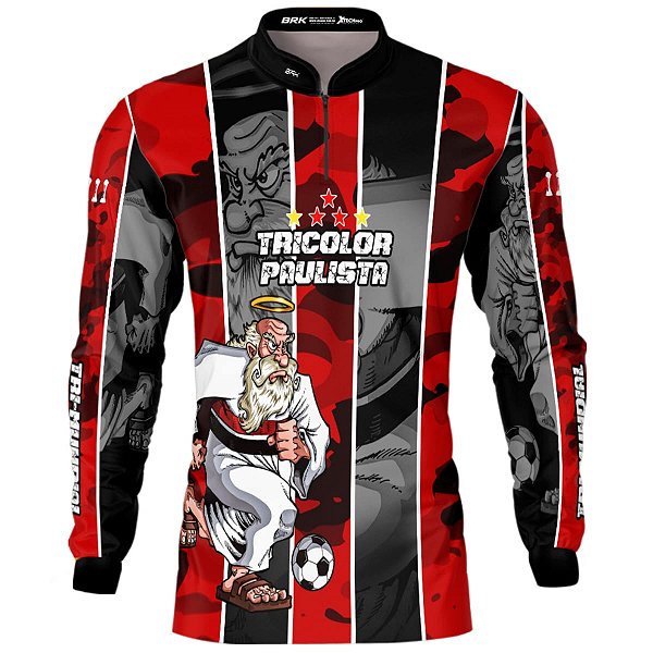 Camisa de Pesca Brk Mascote Tricolor Paulista com Proteção Uv50+