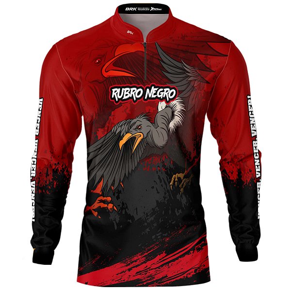 Camisa de Pesca Brk Mascote Urubu Rubro Negro Vermelha com Proteção Uv50+