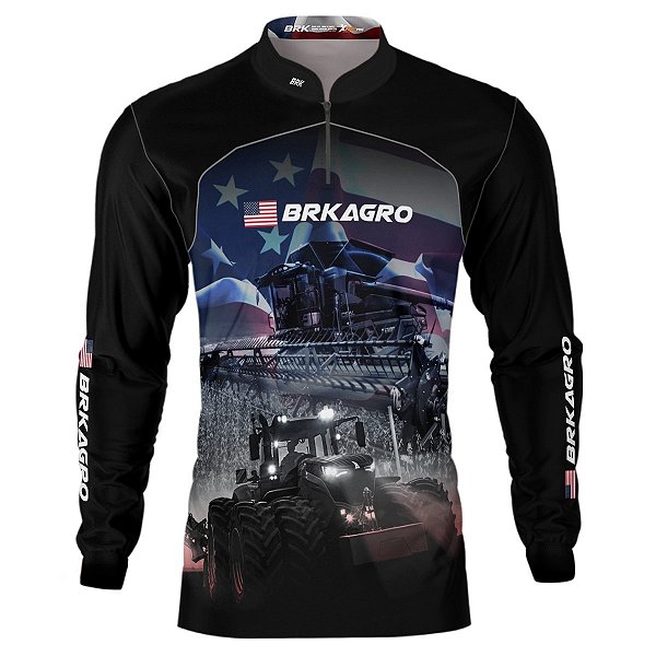Camisa Agro Brk Veículos Agrícolas e Bandeira Estados Unidos com UV50+