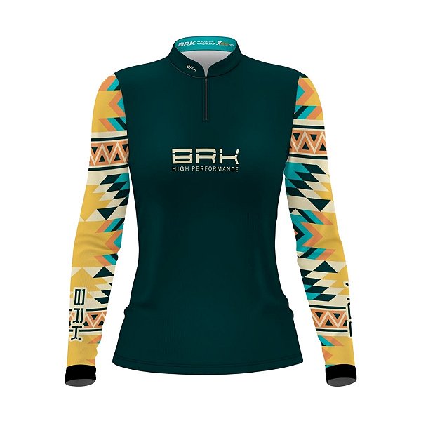 Camisa Agro Brk Feminina Geométrica com Proteção Solar UV50+