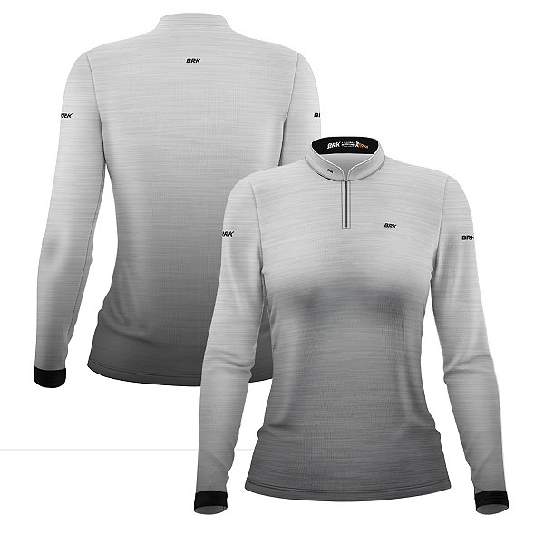 Camisa Feminina Agro Brk Mescla Branca com Proteção Solar UV50+