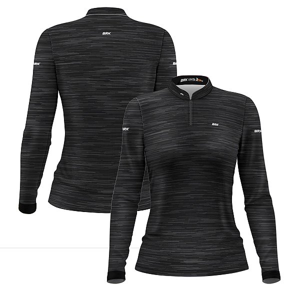 Camisa Feminina Agro Brk Mescla Cinza Escuro com Proteção Solar UV50+