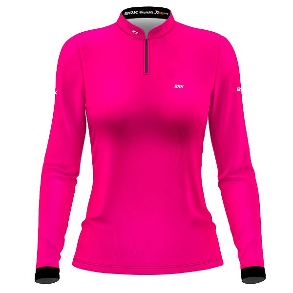 Camisa Feminina Agro Brk Básica Rosa com Proteção Solar UV50+